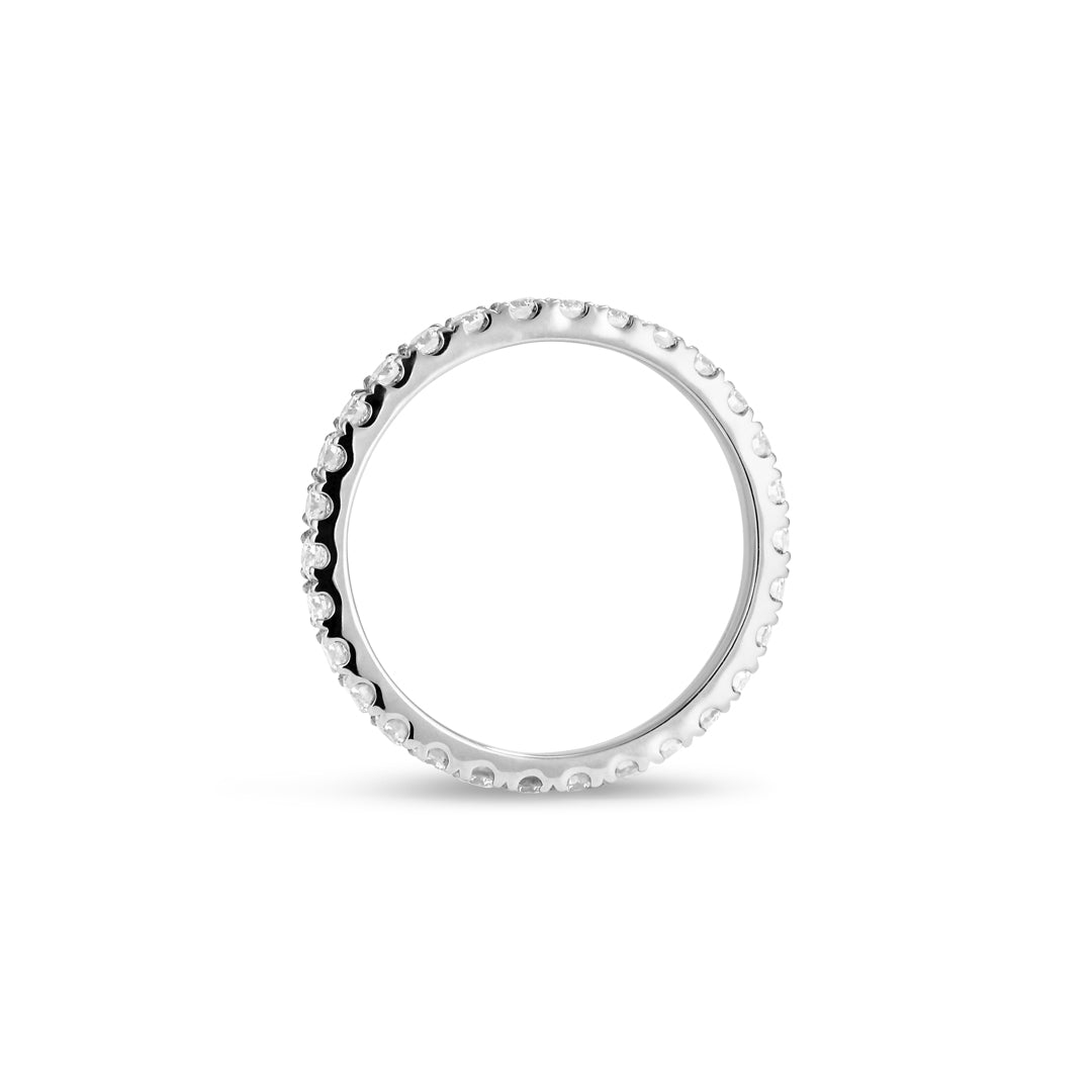Eternityring i v-split i hvidguld med 0,03 ct.