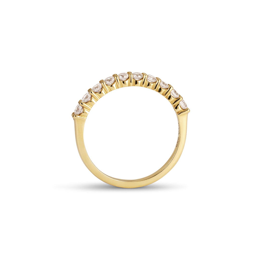 Alliancering i shared-prongs i guld med 10x 0,05 ct.