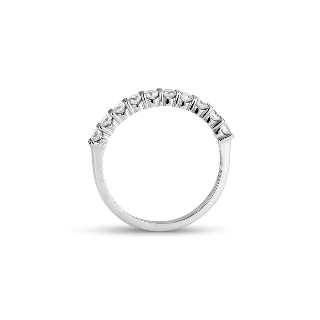Alliancering i shared prongs i hvidguld med 10x 0,05 ct.