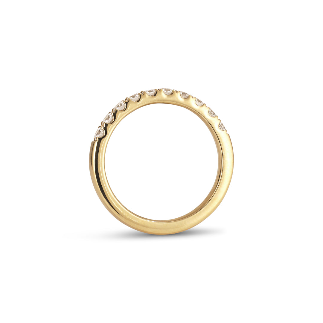 Alliancering i v-split med 10x 0,05 ct.