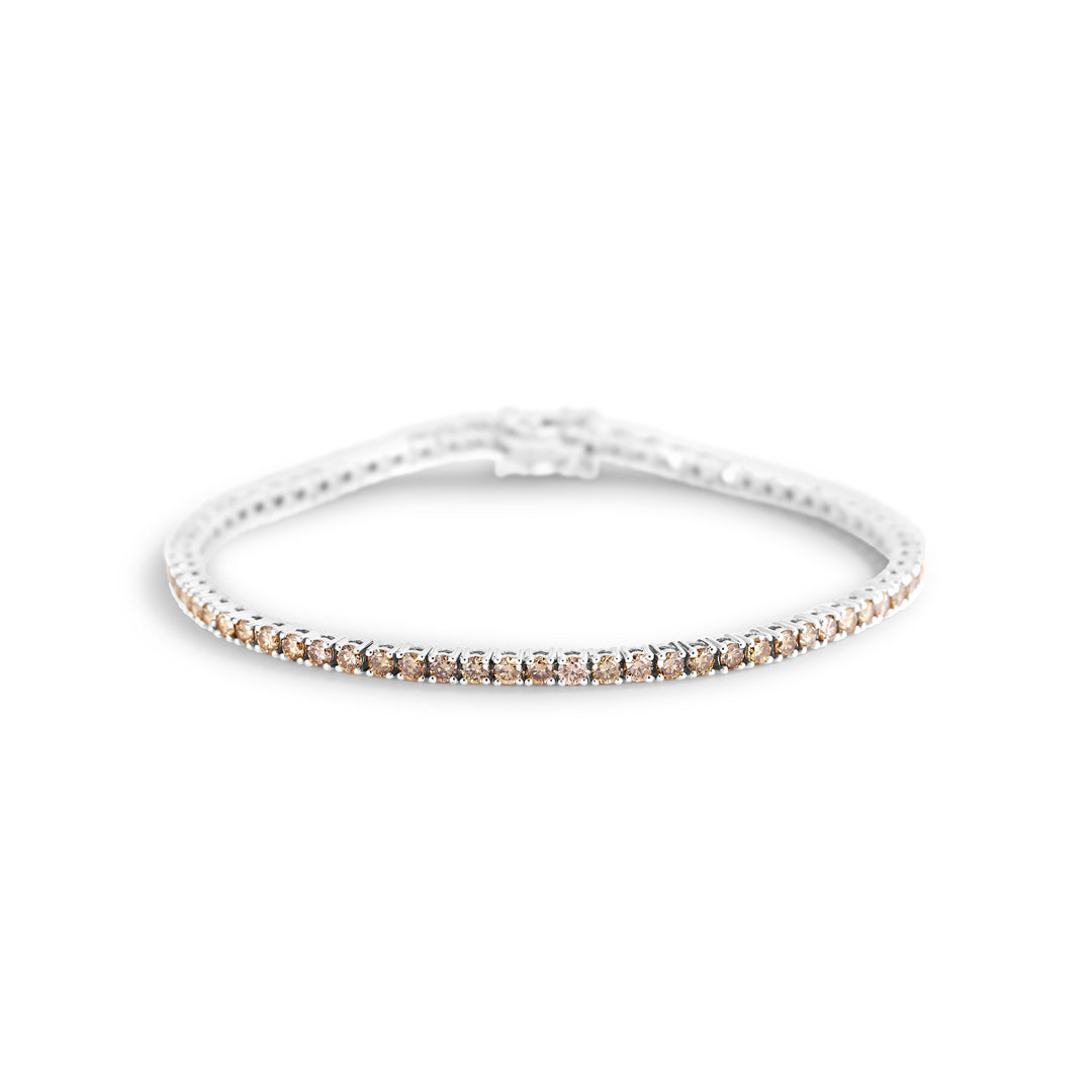 Tennisarmbånd i hvidguld champagnefarvede 0,05 ct.