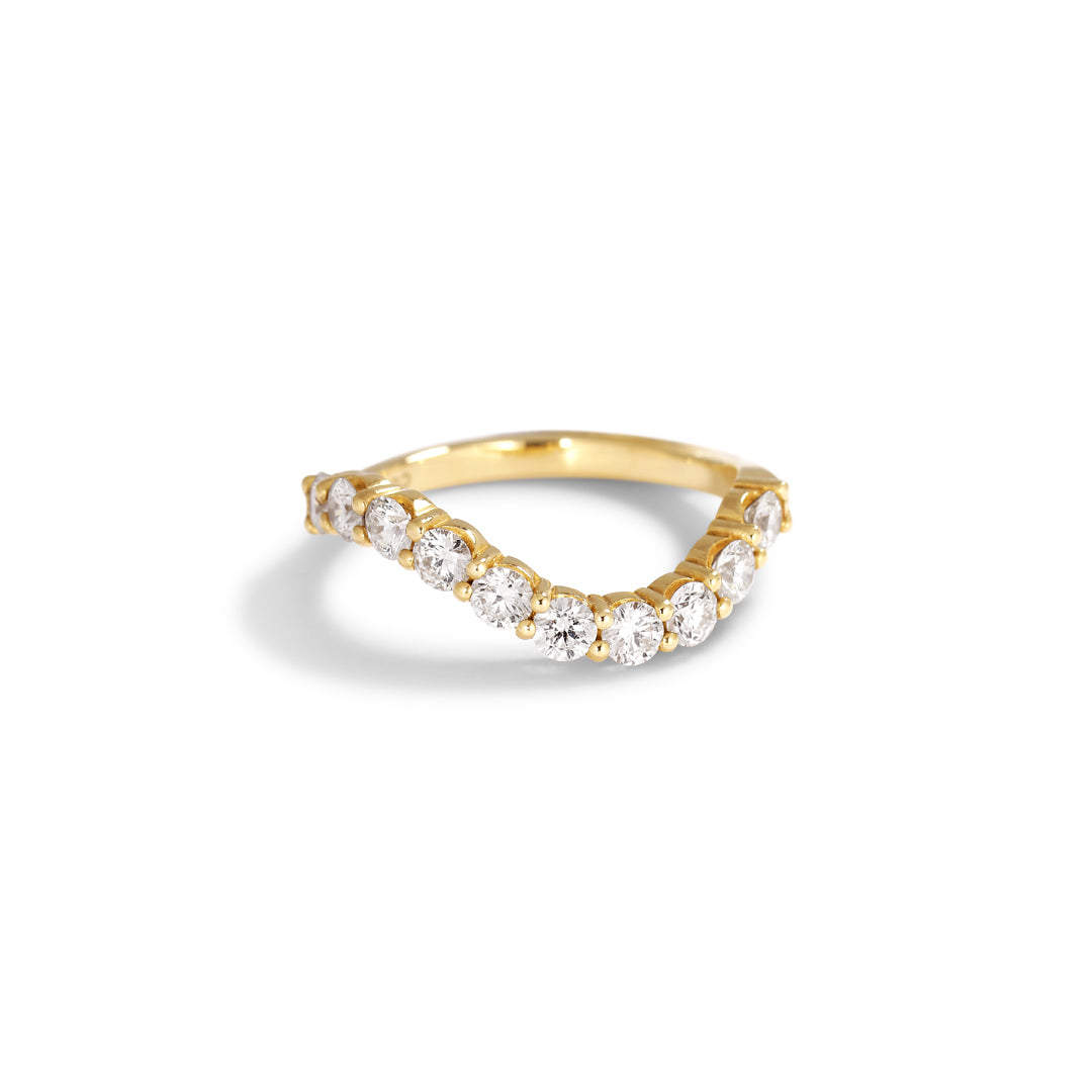 Curvy alliancering med 10x 0,10 ct.