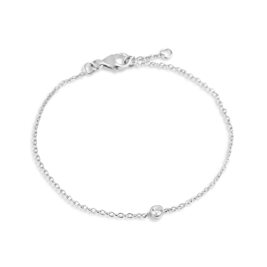 Baby bezel armbånd i hvidguld