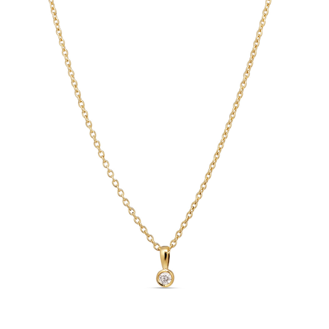 Solitaire bezel halskæde med 0,05 ct.