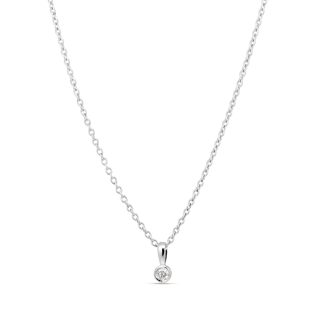 Solitaire bezel vedhæng i hvidguld med 0,05 ct.