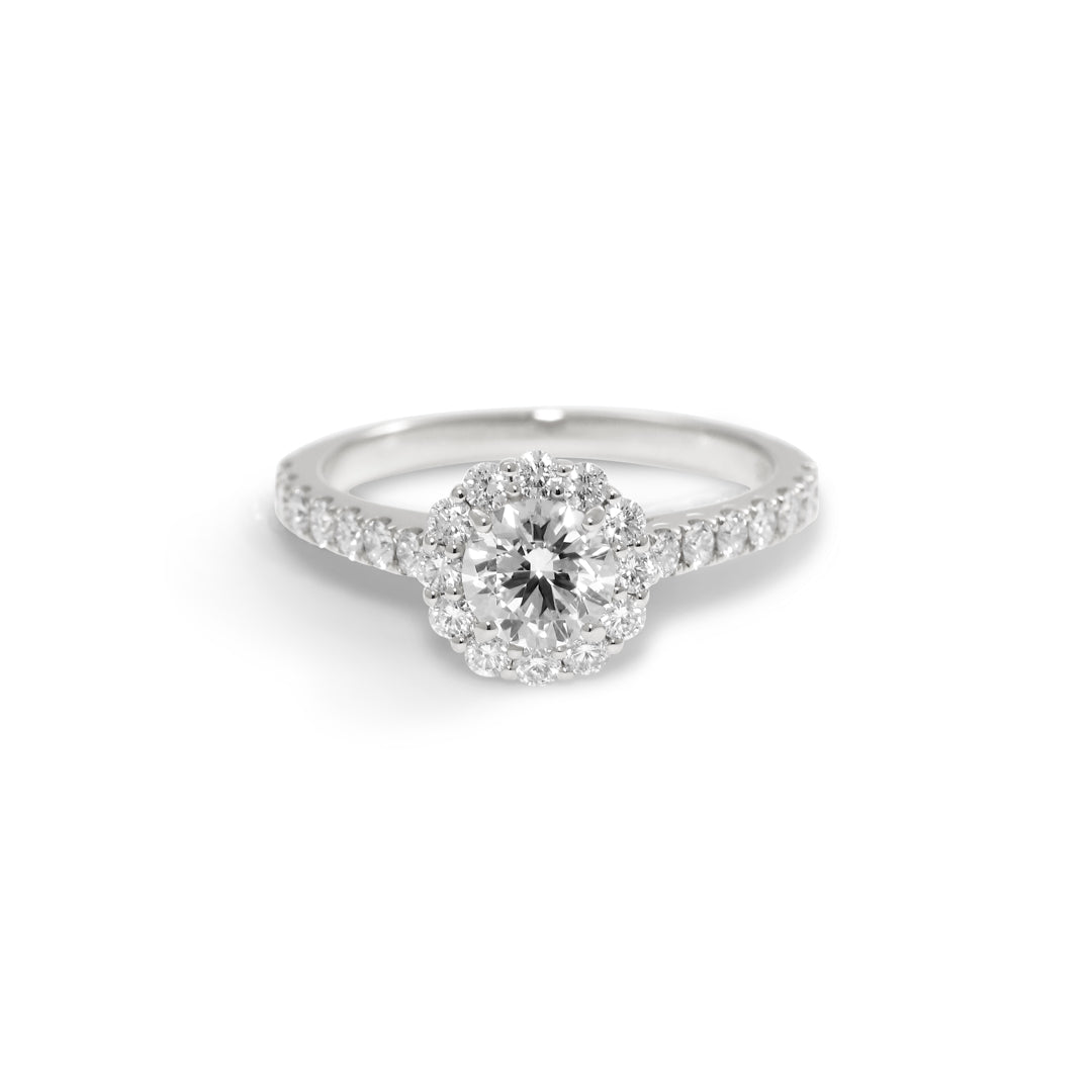 Flower haloring i hvidguld med 0,70 ct.
