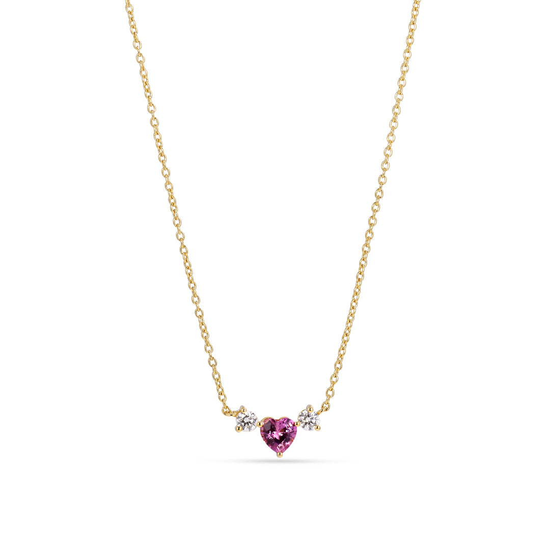 Halskæde i hvidguld med 0,55 ct. pink safir & diamanter