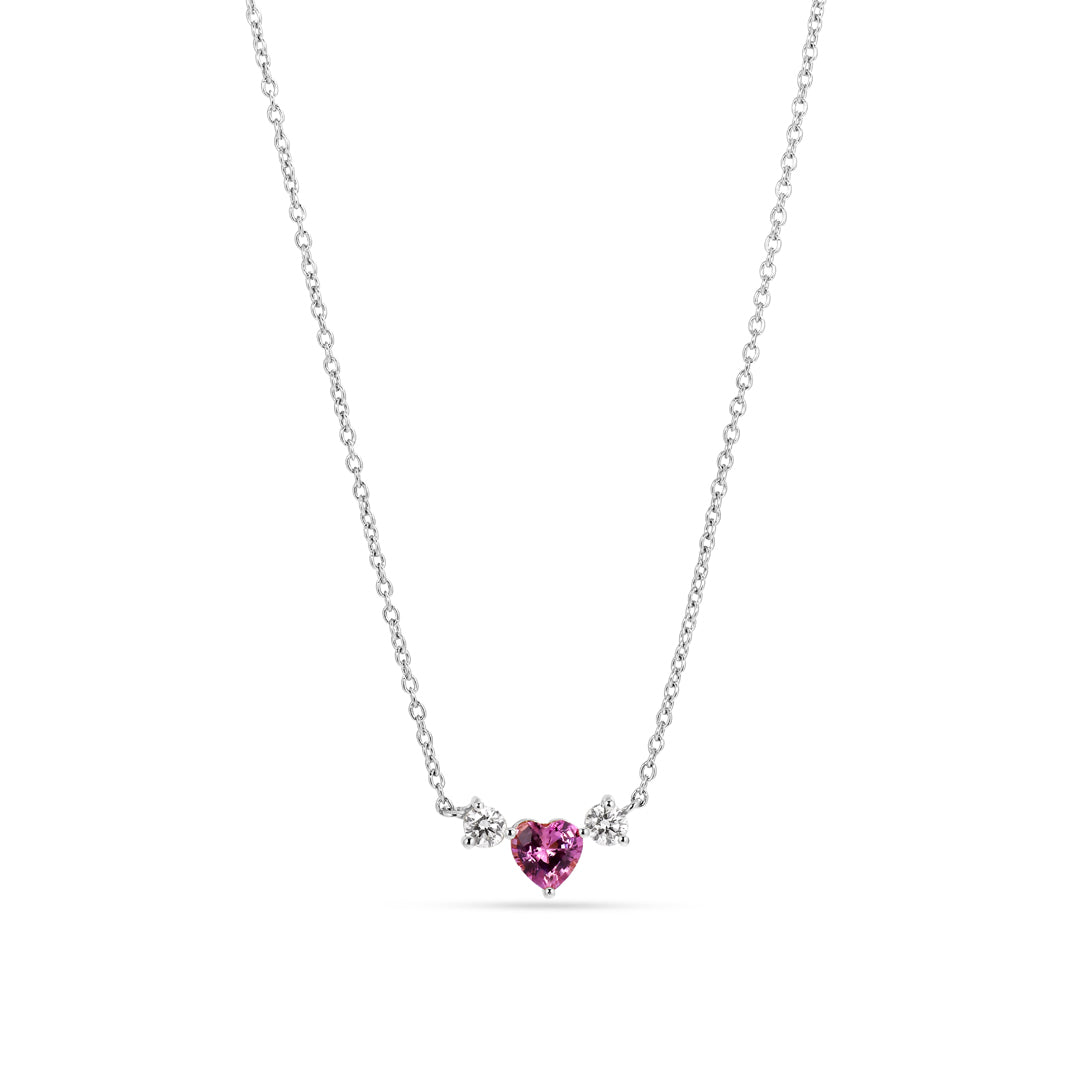 Halskæde i hvidguld med 0,55 ct. pink safir & diamanter