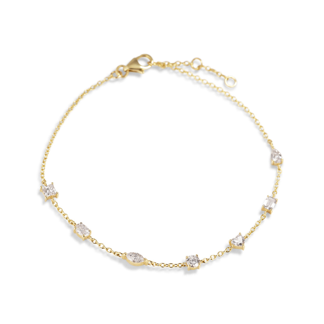 Solitaire armbånd med 7x 0,10 ct. mix