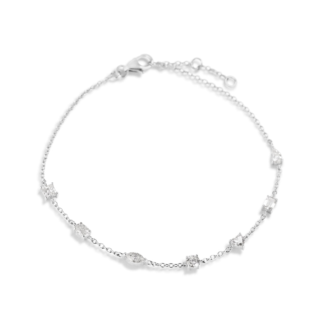 Solitaire armbånd i hvidguld med 7x 0,10 ct. mix