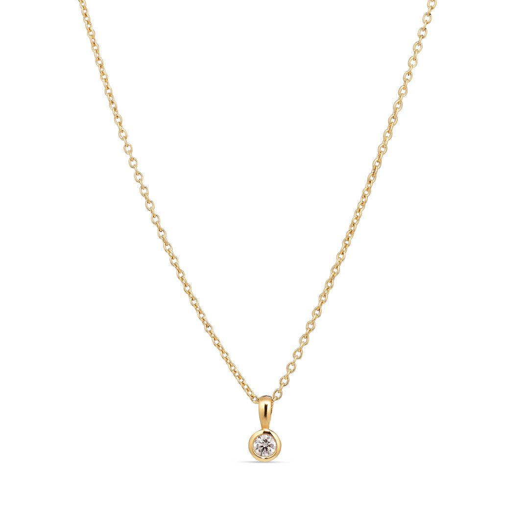 Solitaire bezel halskæde med 0,10 ct.