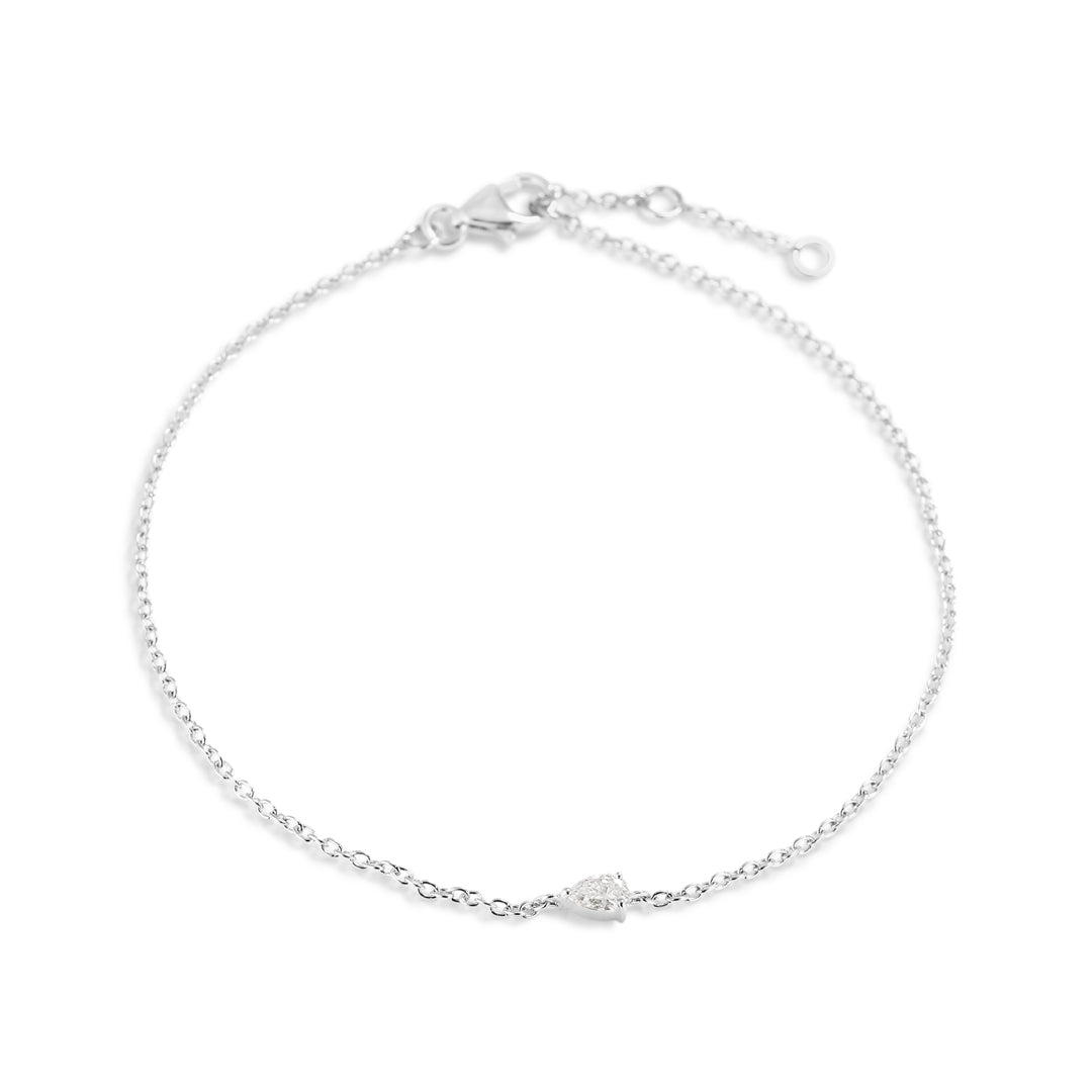 Solitaire armbånd i hvidguld med 0,10 ct. dråbe