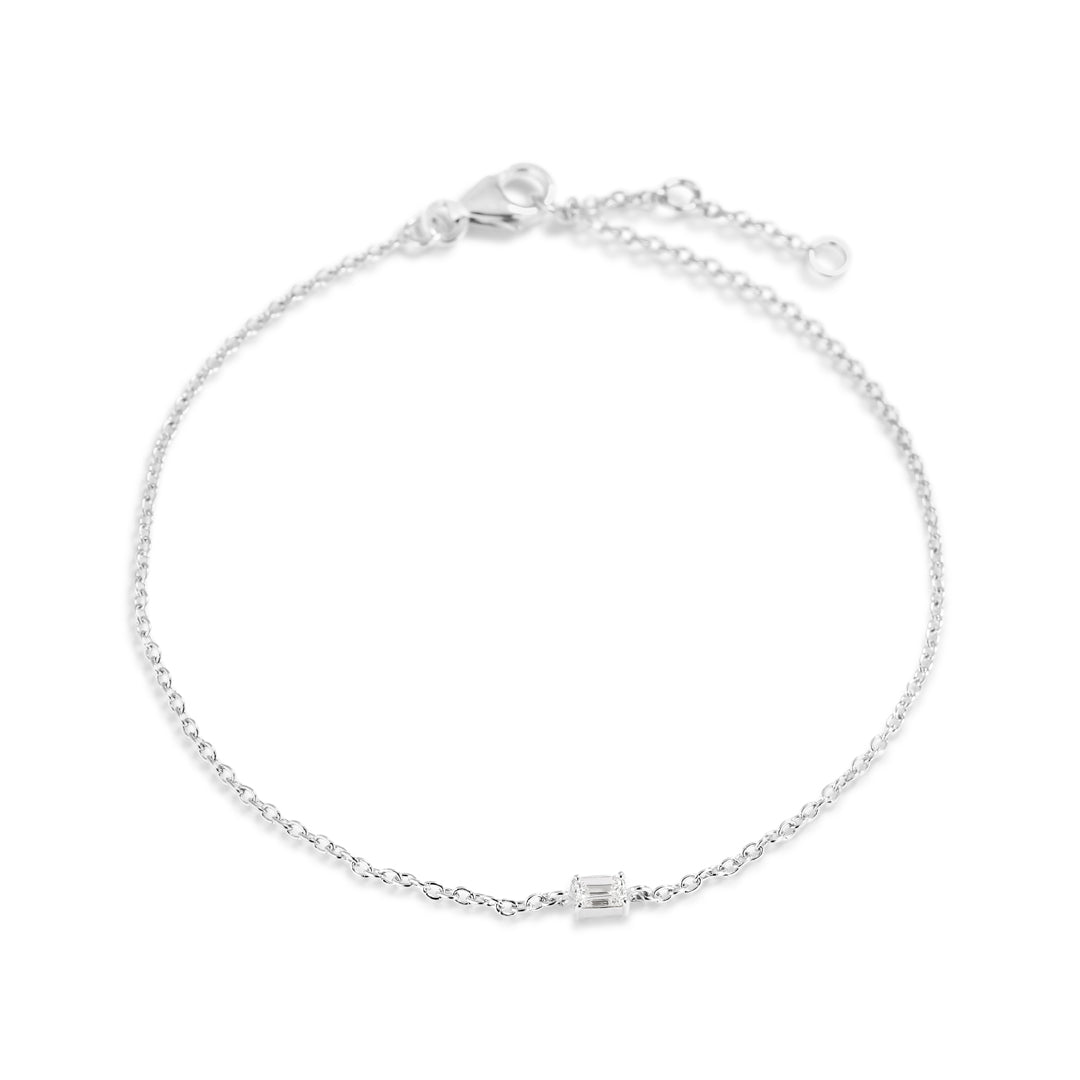 Solitaire armbånd i hvidguld med 0,10 ct. emerald