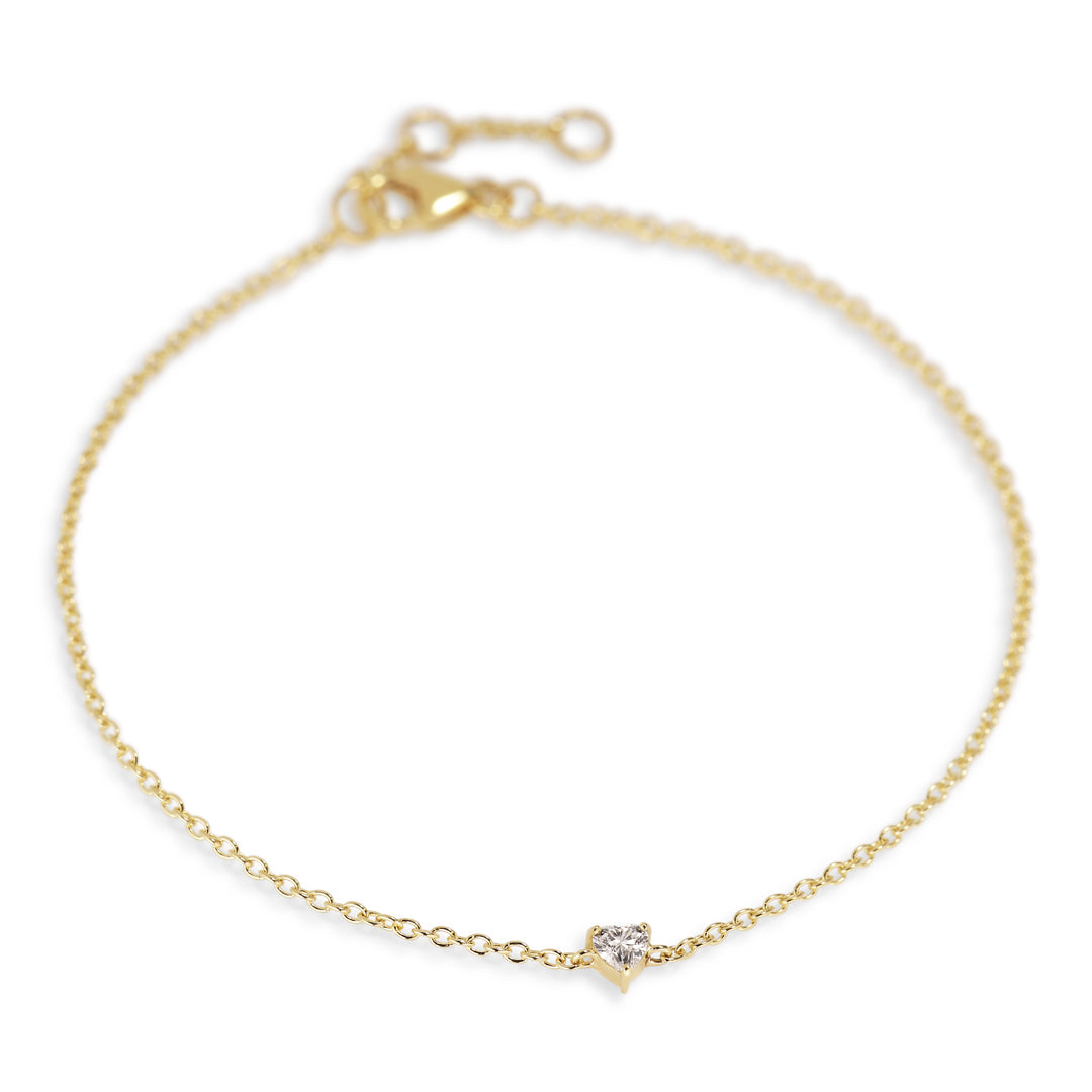 Solitaire armbånd med 0,10 ct. hjerte