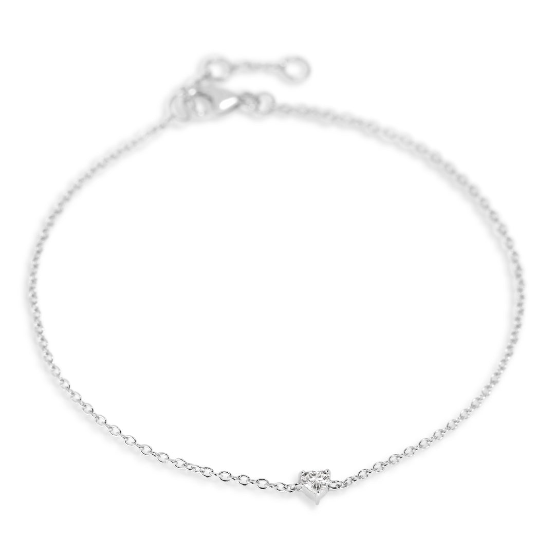 Solitaire armbånd i hvidguld med 0,10 ct. hjerte