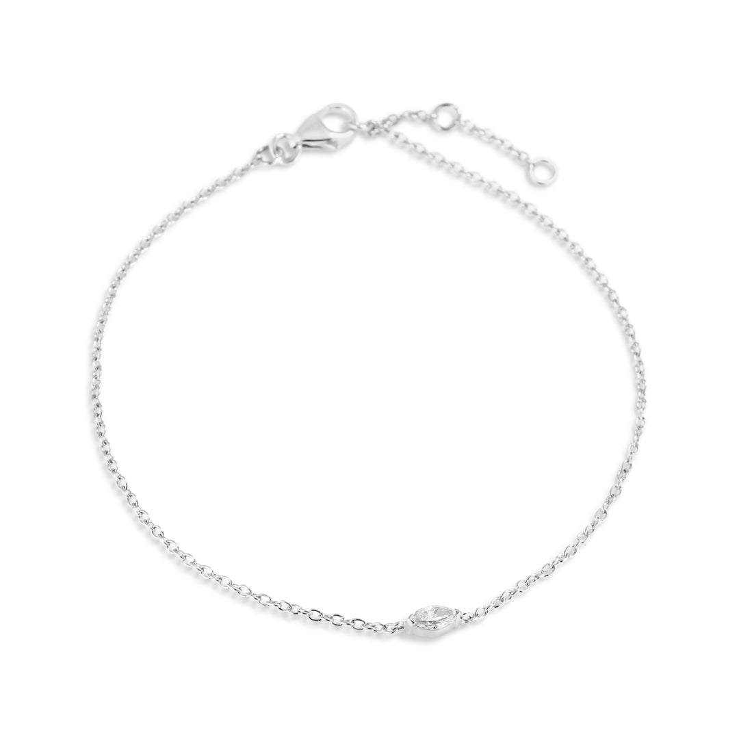 Solitaire armbånd i hvidguld med 0,10 ct. marquis