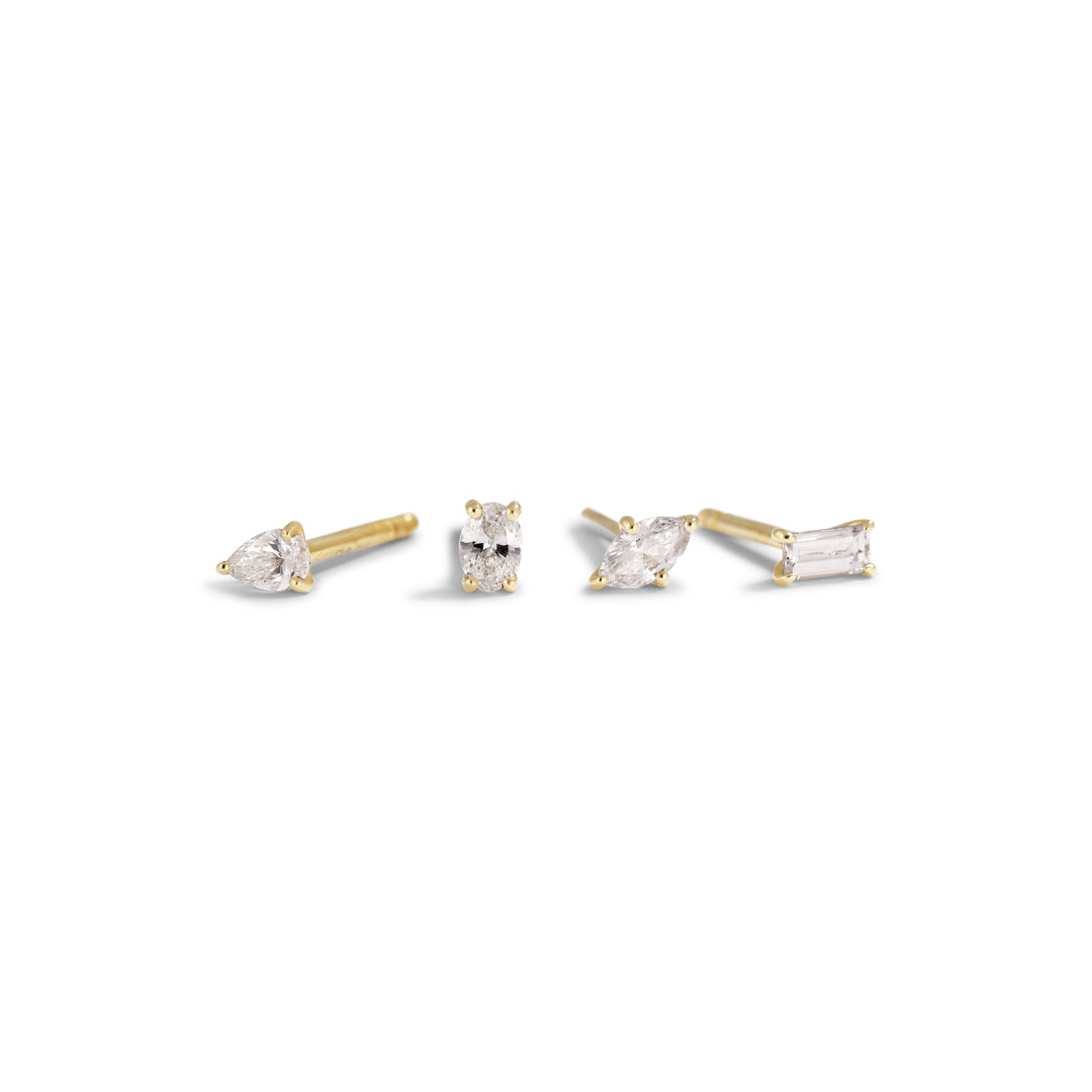 Solitaire ørestikker med 0,10 ct. mixed cuts