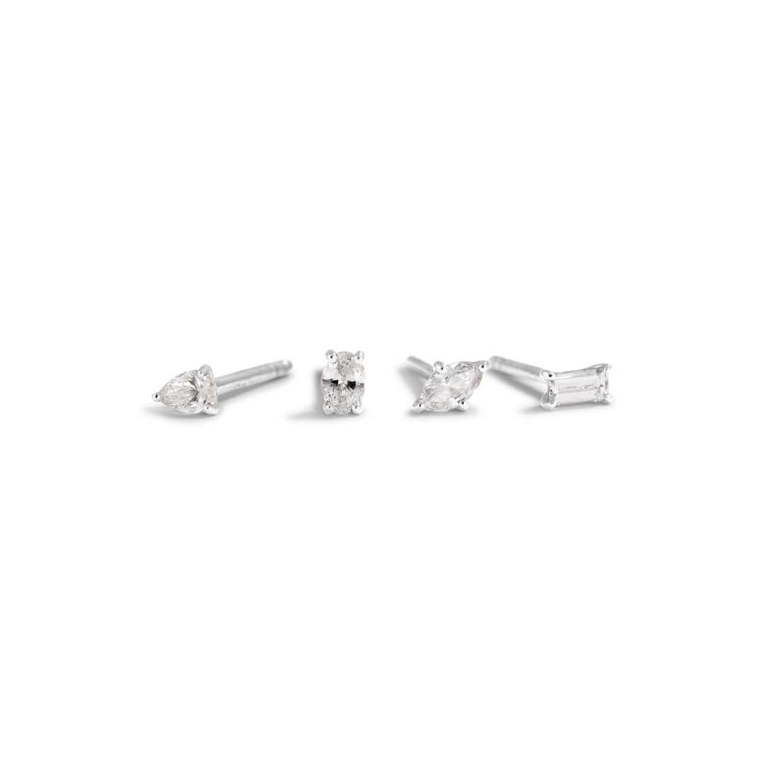 Solitaire ørestikker i hvidguld med 0,10 ct. mixed cuts