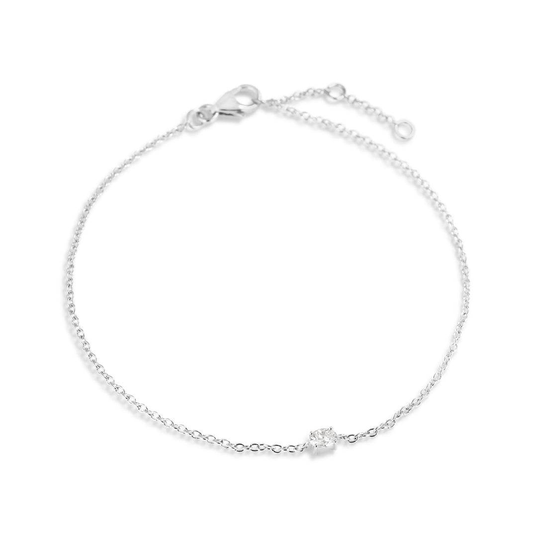 Solitaire armbånd i hvidguld med 0,10 ct. oval