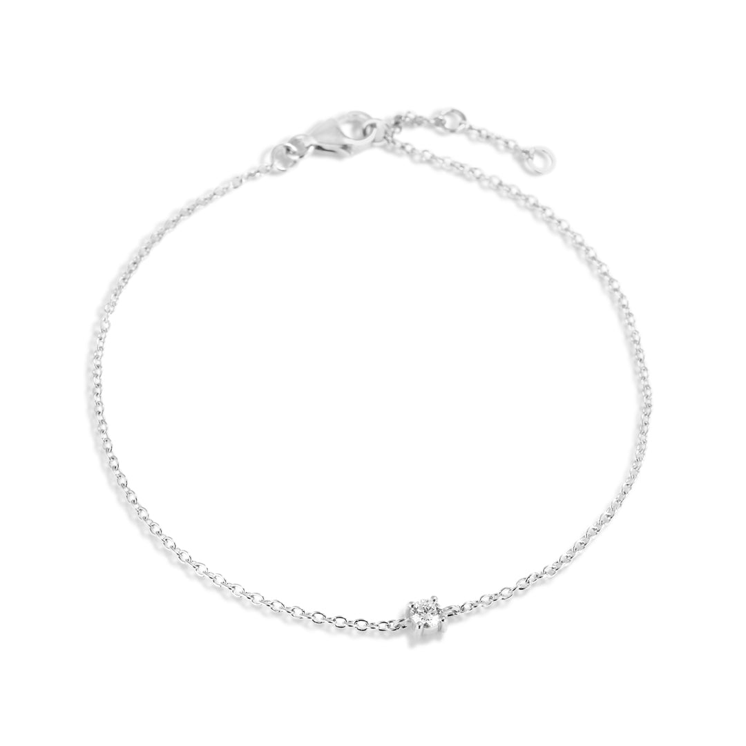 Solitaire armbånd i hvidguld 0,10 ct. rund