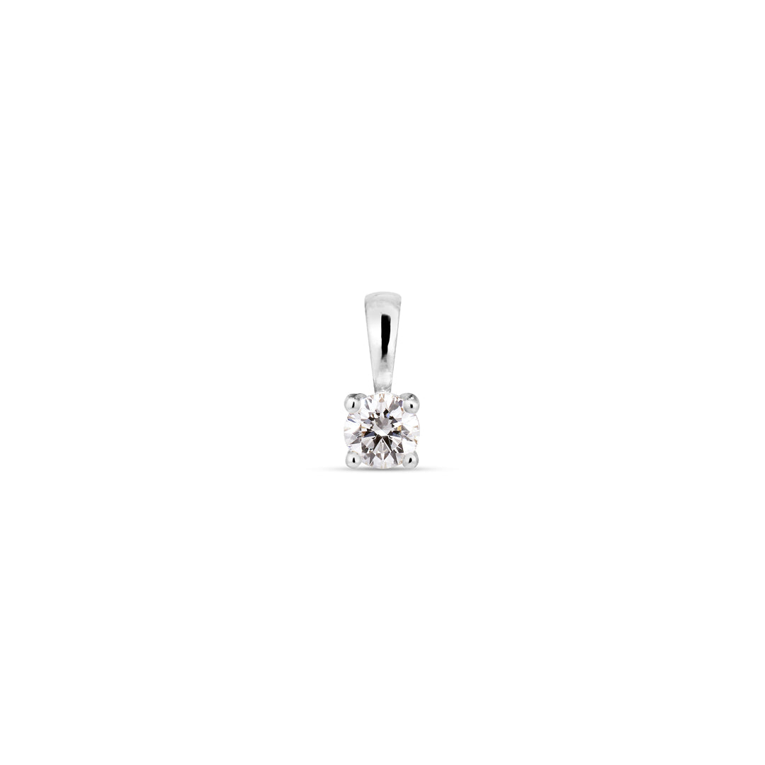 Solitaire halskæde i hvidguld med 0,10 ct.