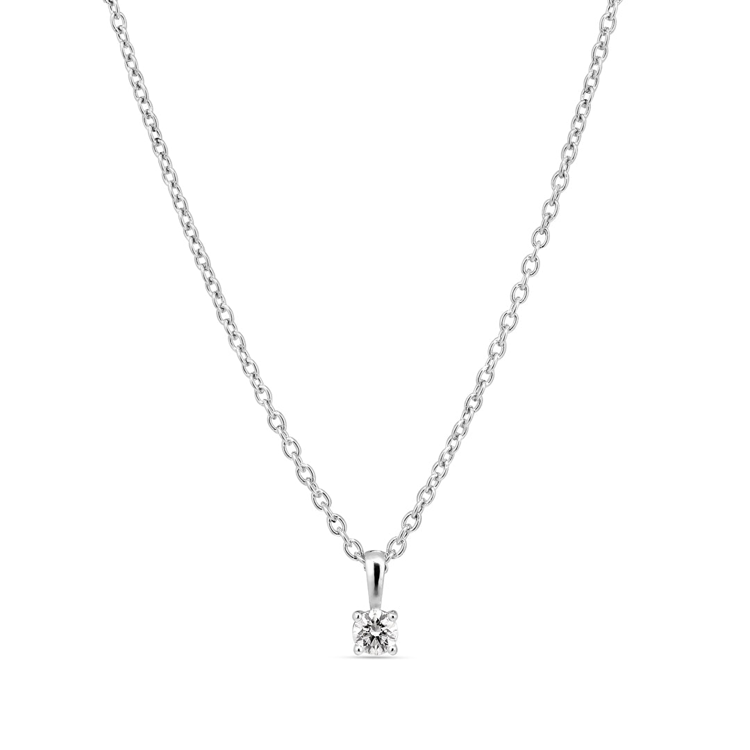 Solitaire vedhæng i hvidguld med 0,10 ct.