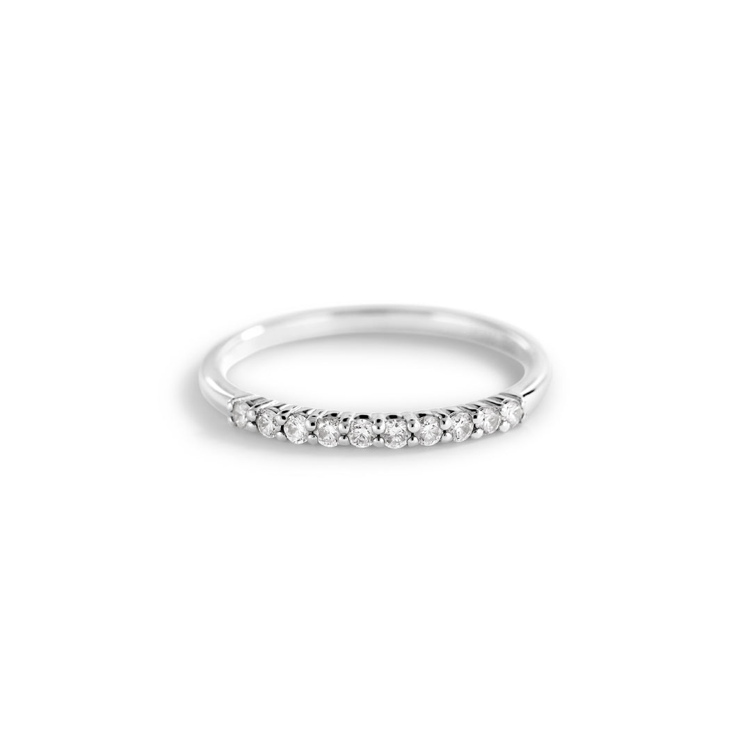 Alliancering i hvidguld med 10x 0,015 ct.