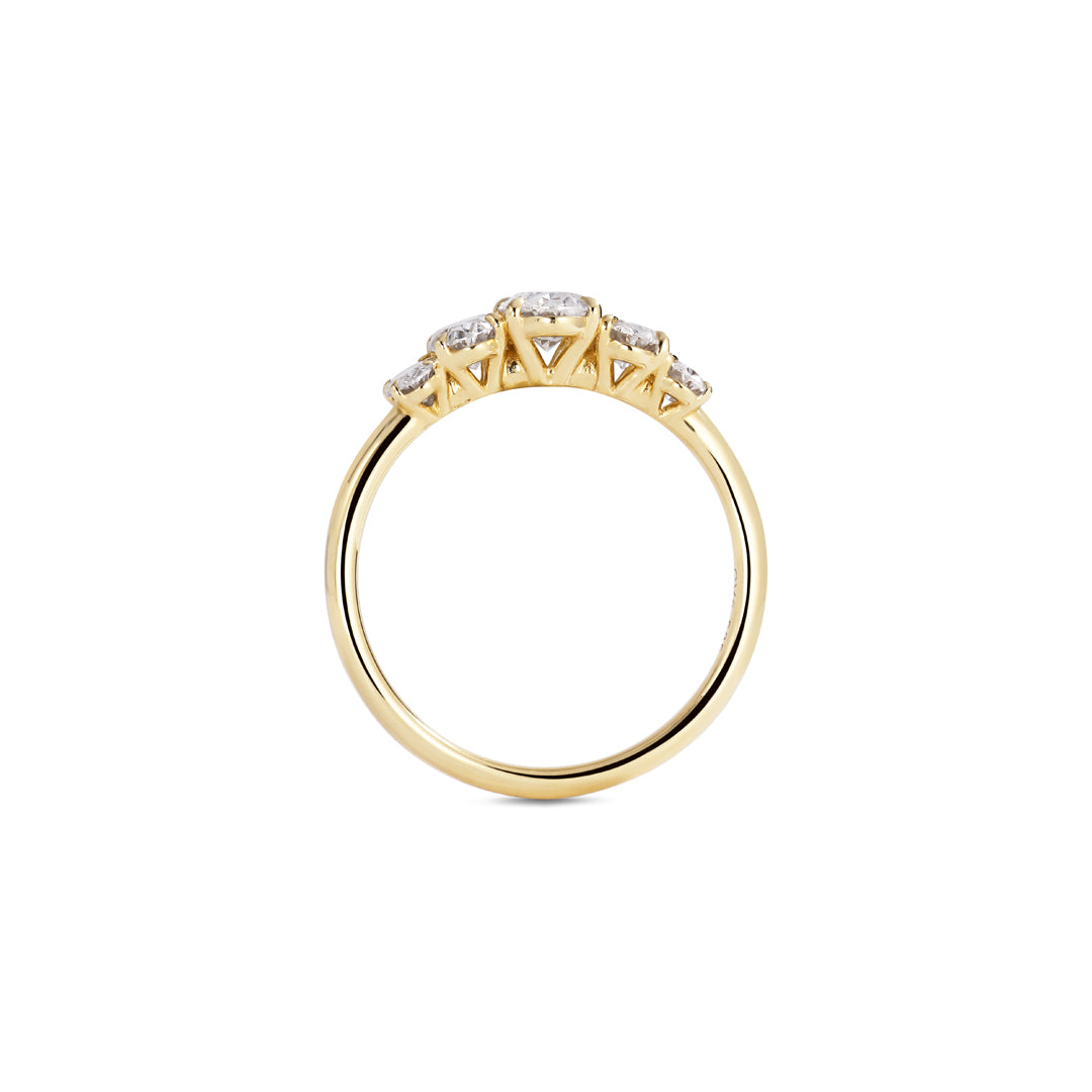 Graduerende oval 5-stens ring - i alt 1,00 ct.