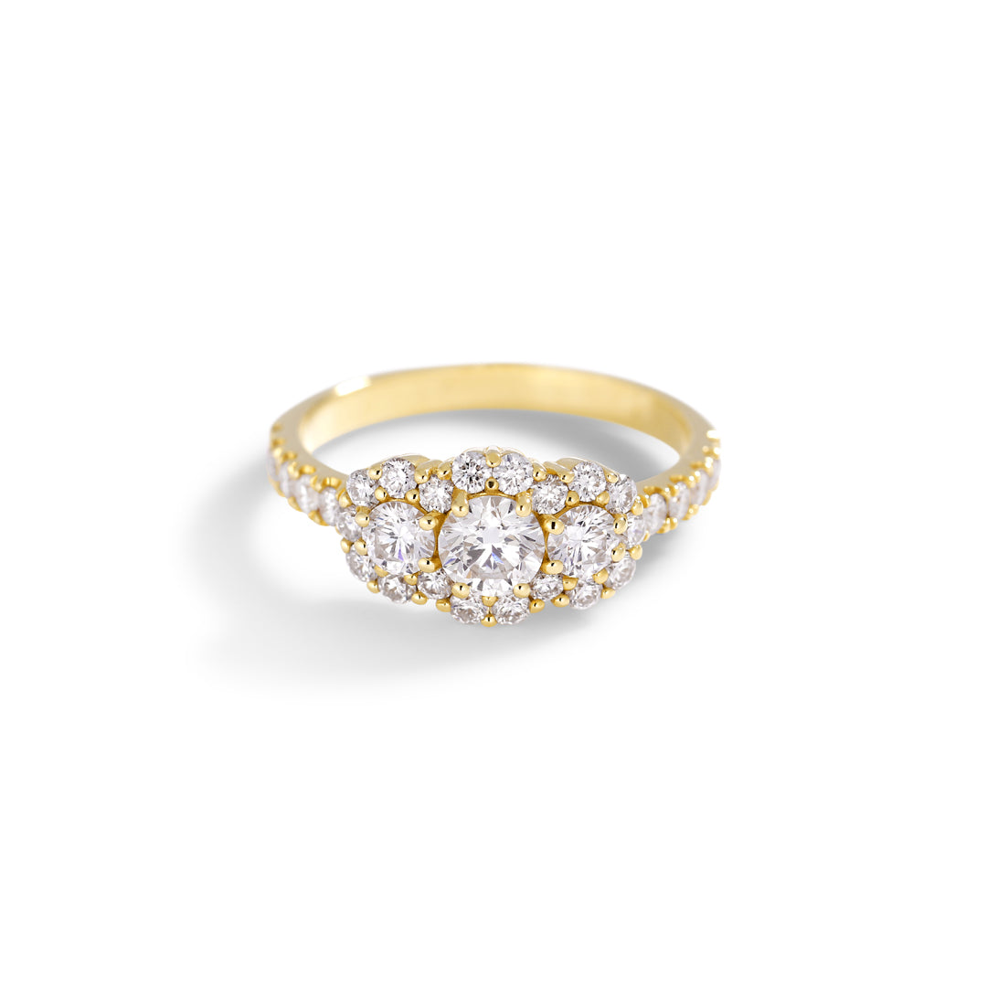 3-stens flower haloring med 0,12-0,35-0,12 ct.