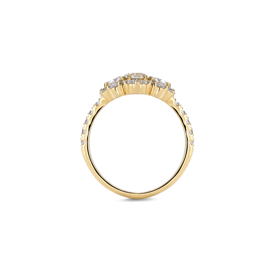 3-stens flower haloring med 0,12-0,35-0,12 ct.