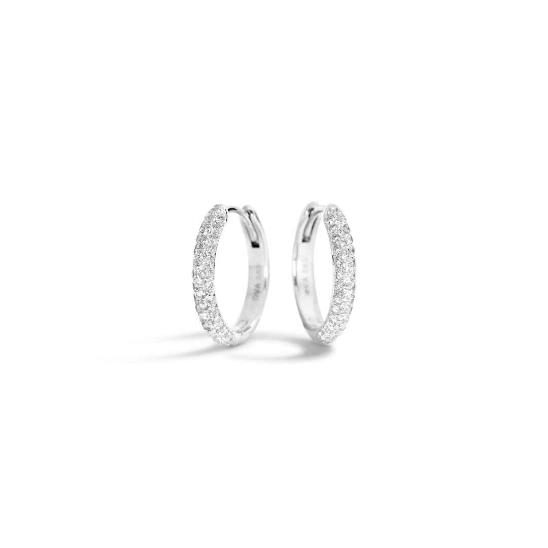 Micropavé hoops i hvidguld - 13 mm
