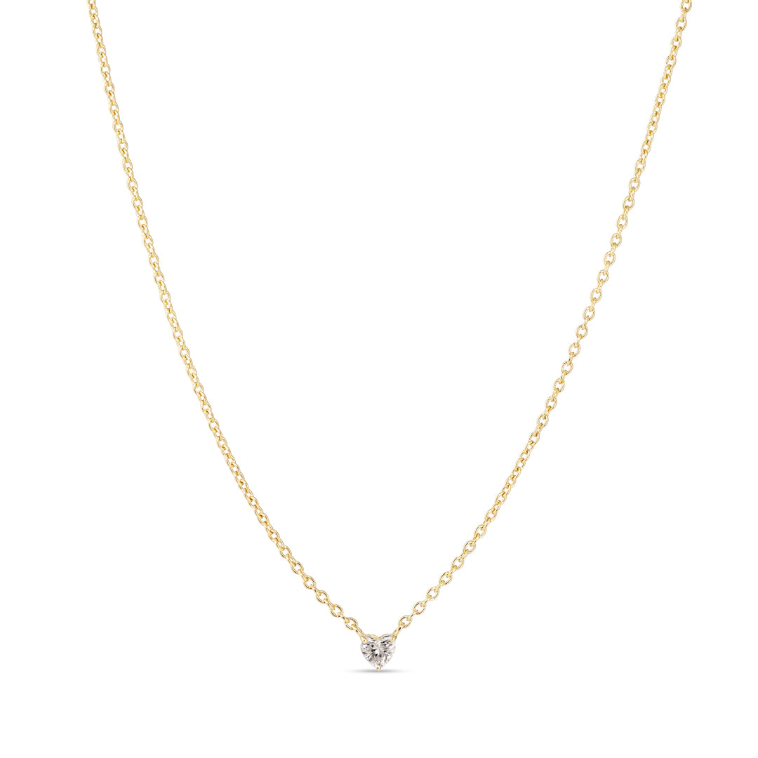 Solitaire hjerte halskæde i hvidguld med 0,15 ct.
