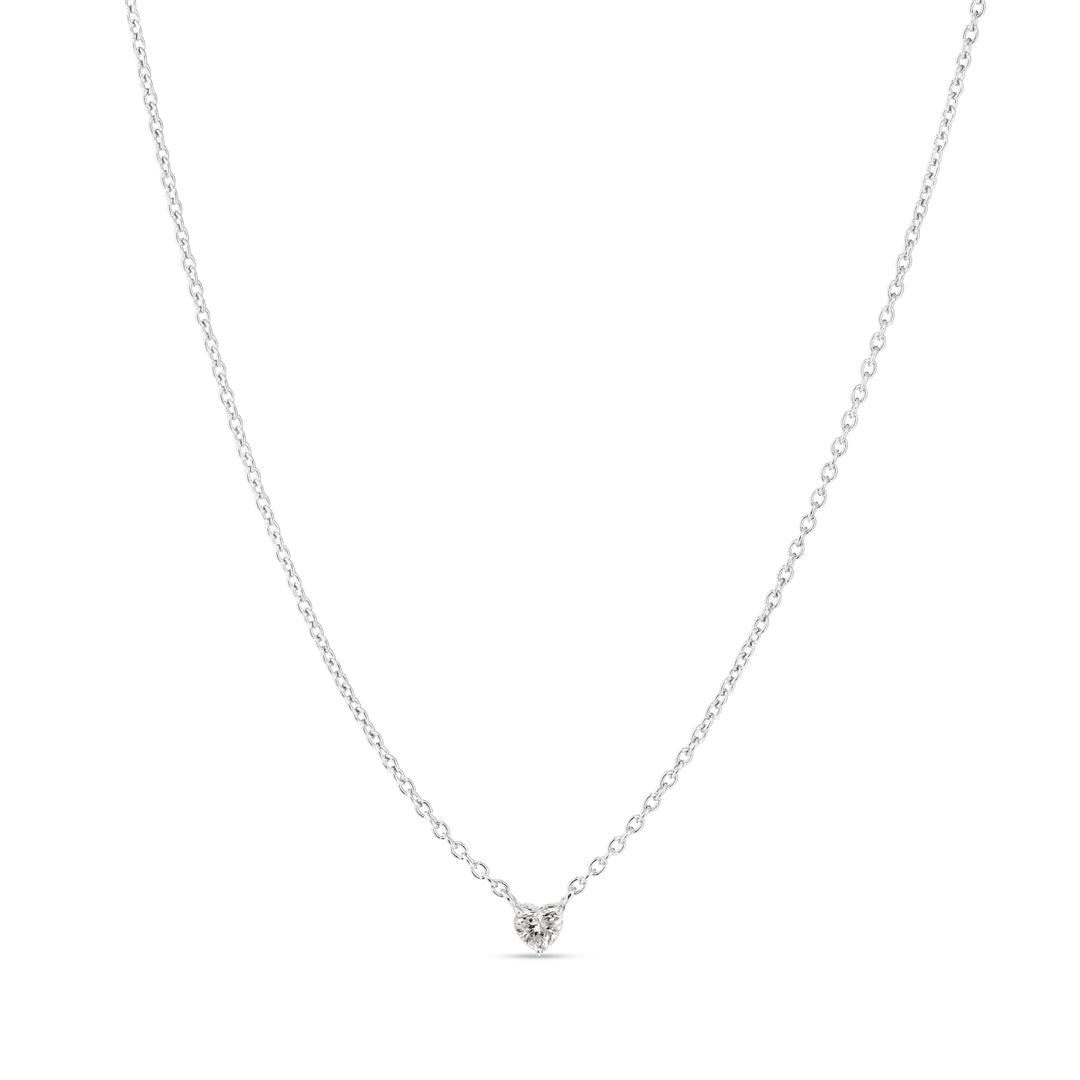 Solitaire hjerte halskæde i hvidguld med 0,15 ct.