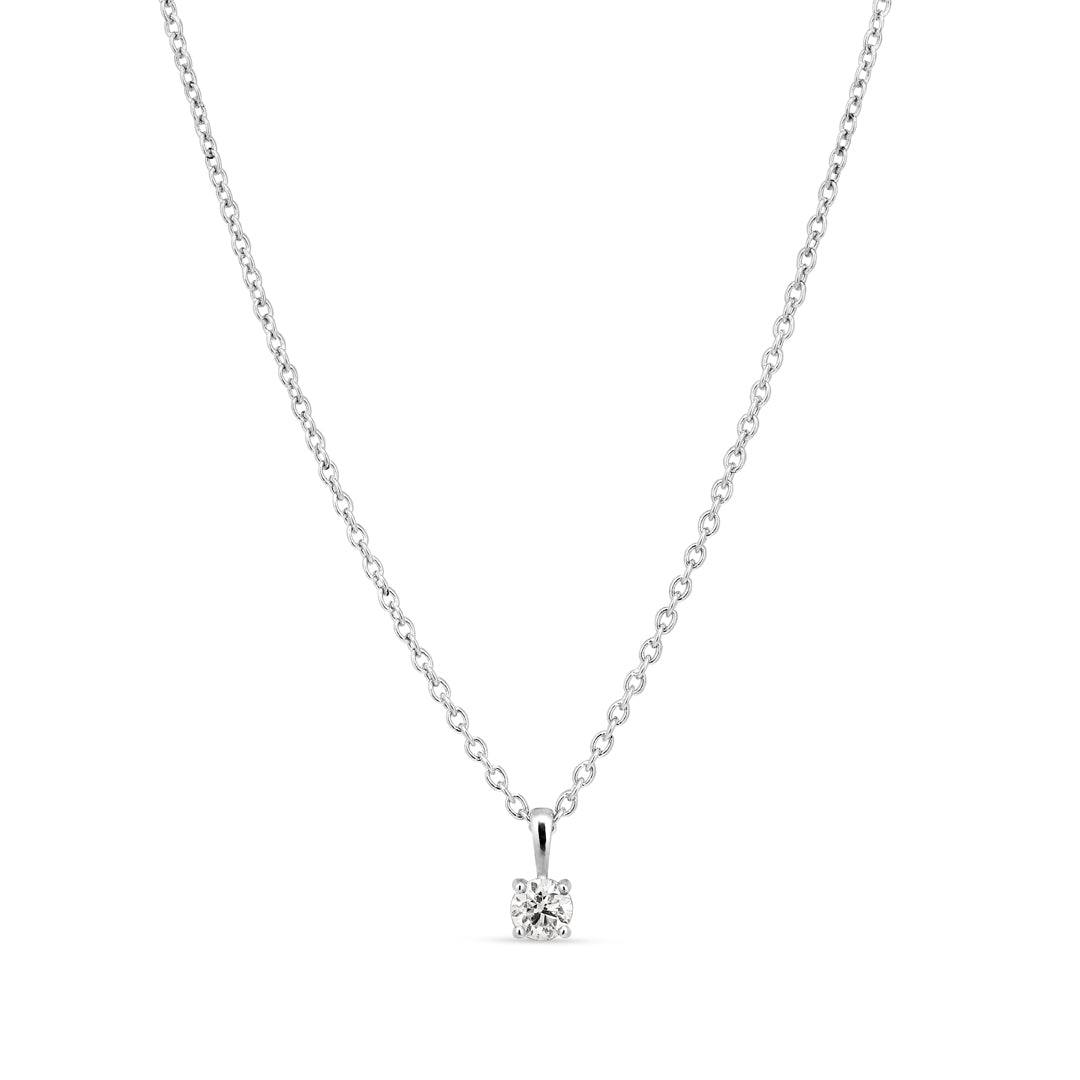 Solitaire vedhæng i hvidguld med 0,15 ct.