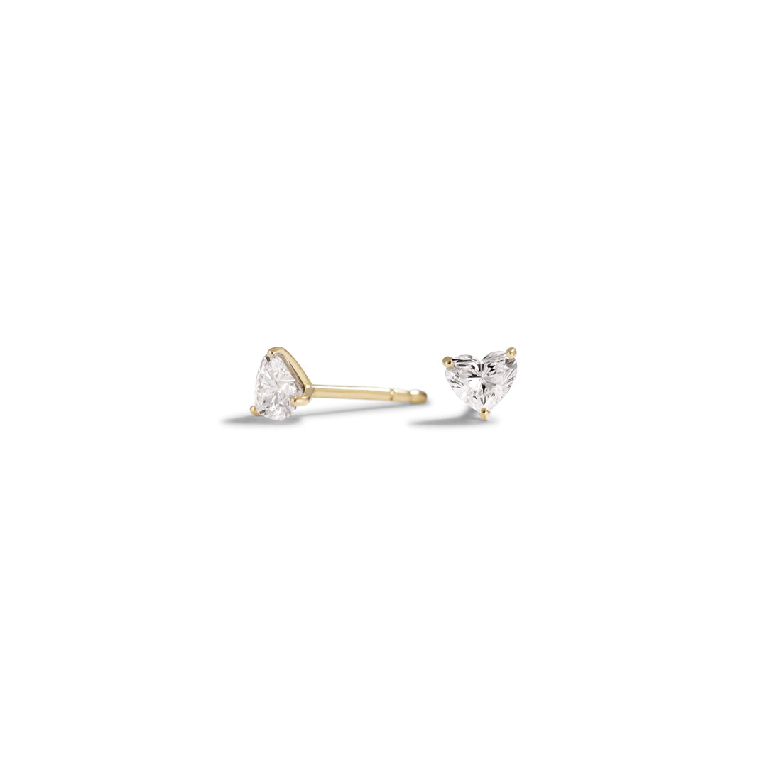 Hjerte solitaire ørestikker med 2x 0,20 ct.