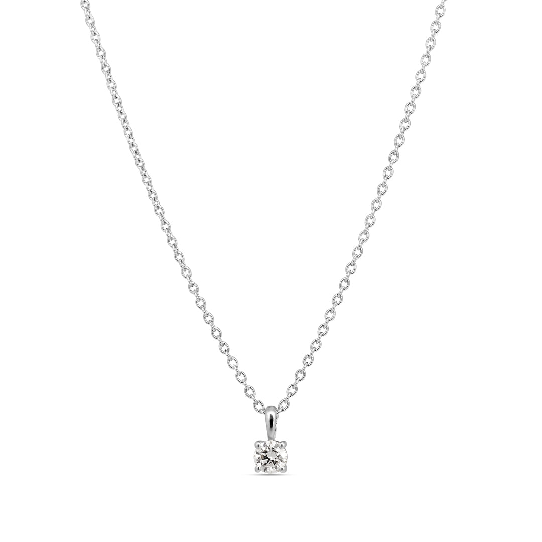 Solitaire vedhæng i hvidguld med 0,20 ct.