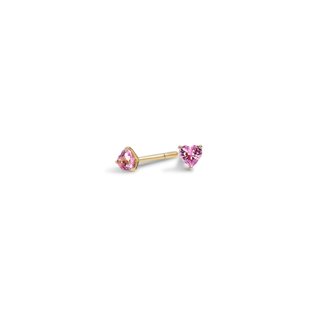 Hjerte solitaire ørestikker med 2x 0,22 ct. safir