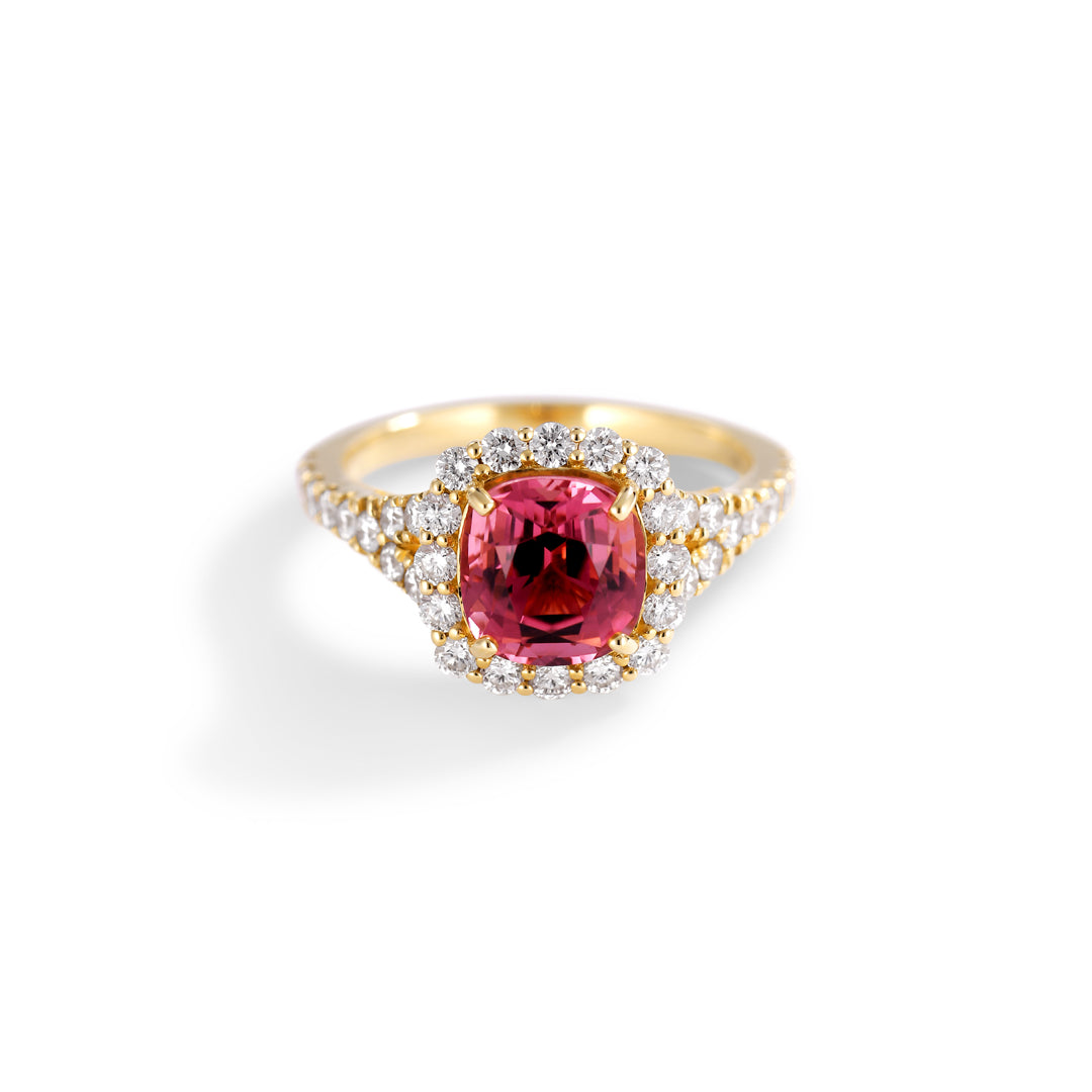 Flower haloring med 2,34 ct. tourmalin