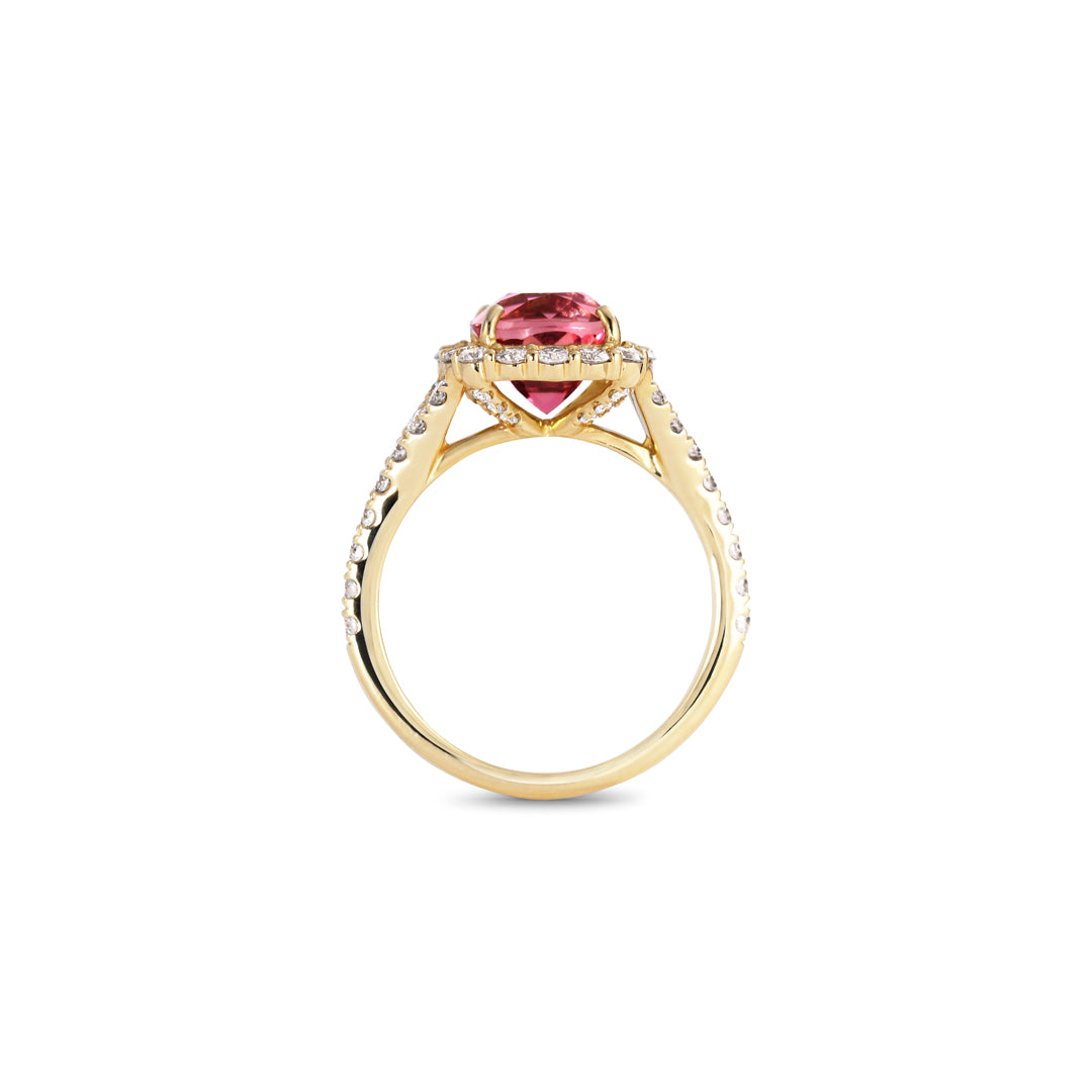 Flower haloring med 2,34 ct. tourmalin