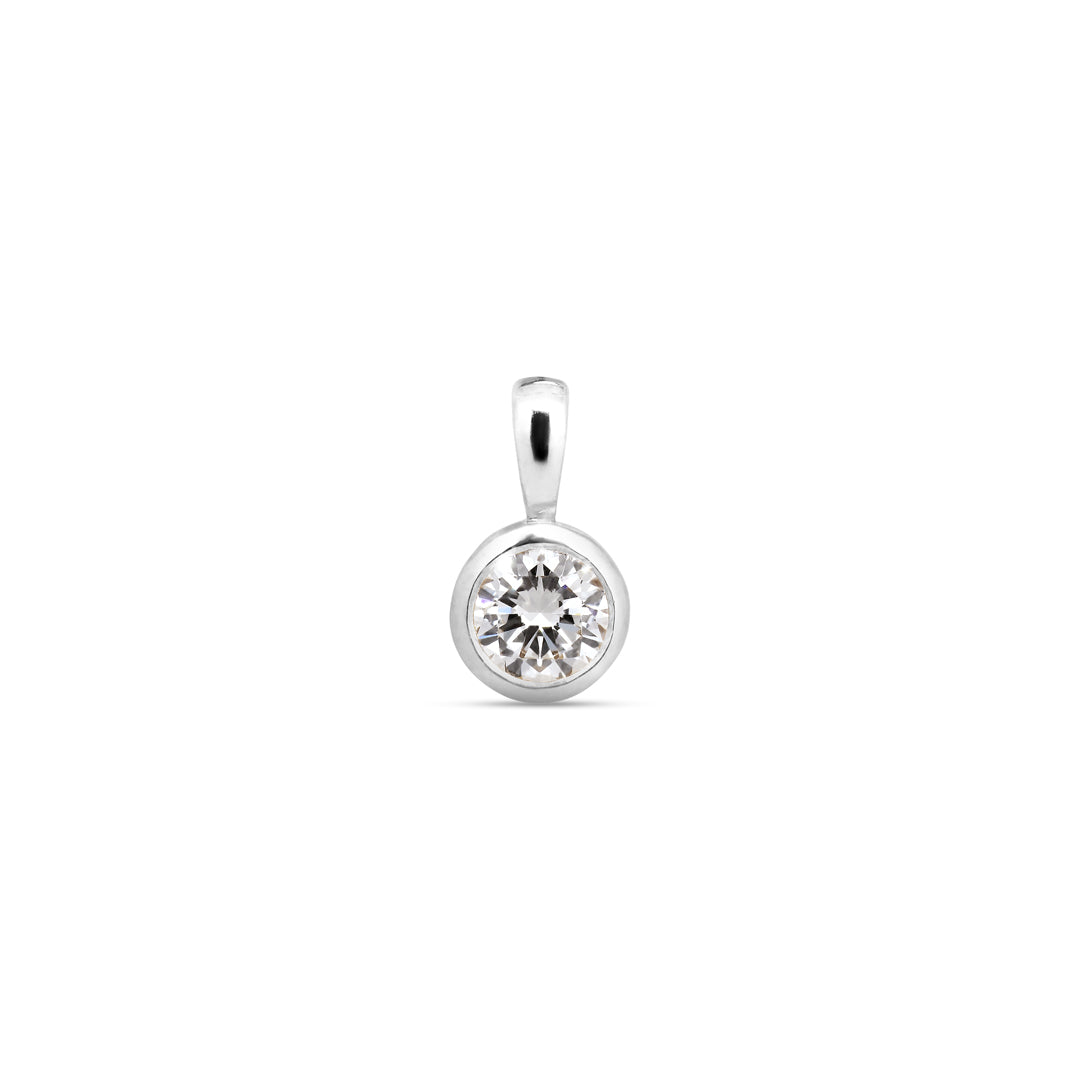 Solitaire bezel vedhæng i hvidguld med 0,25 ct.