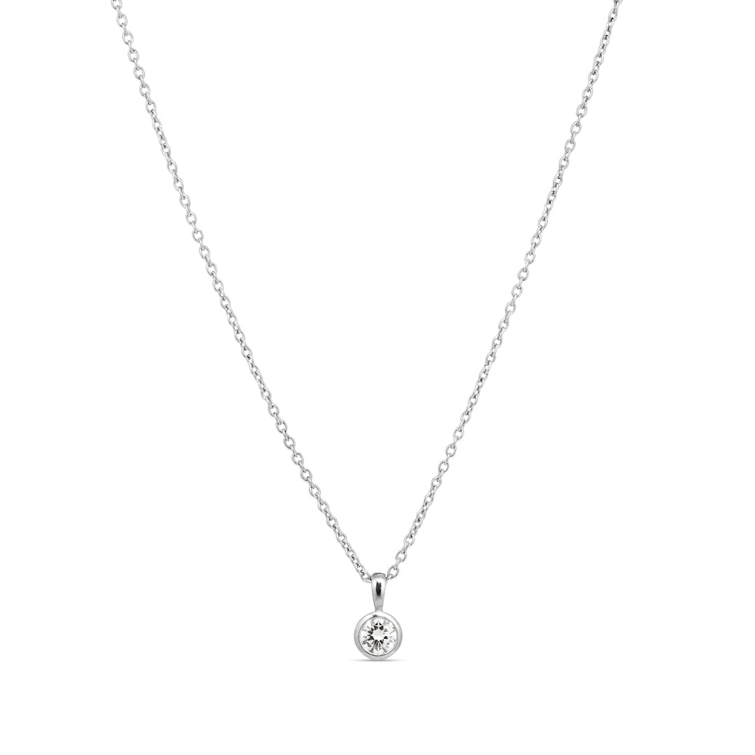 Solitaire bezel vedhæng i hvidguld med 0,25 ct.