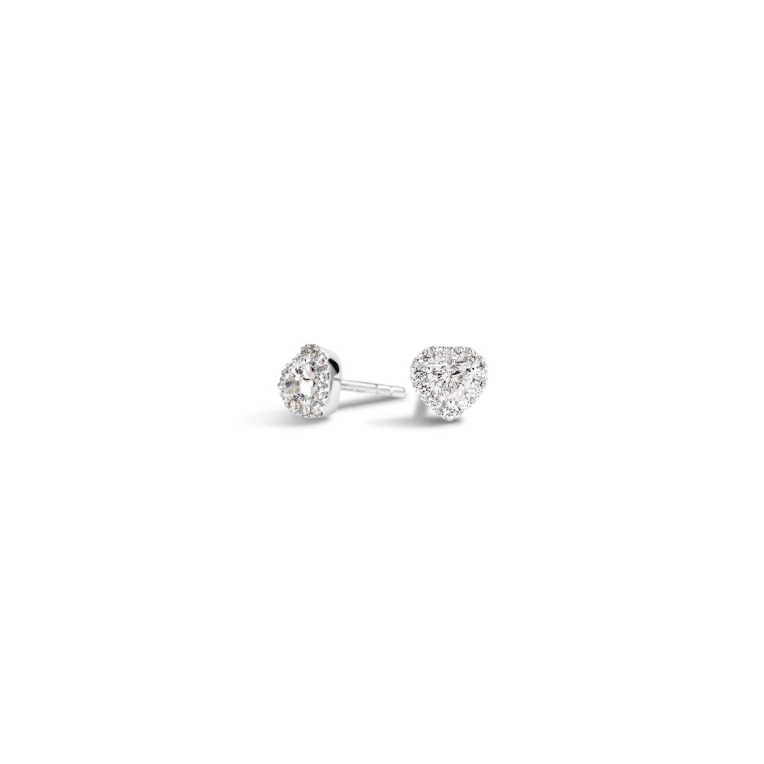 Hjerte halo ørestikker i hvidguld med 2x 0,25 ct.
