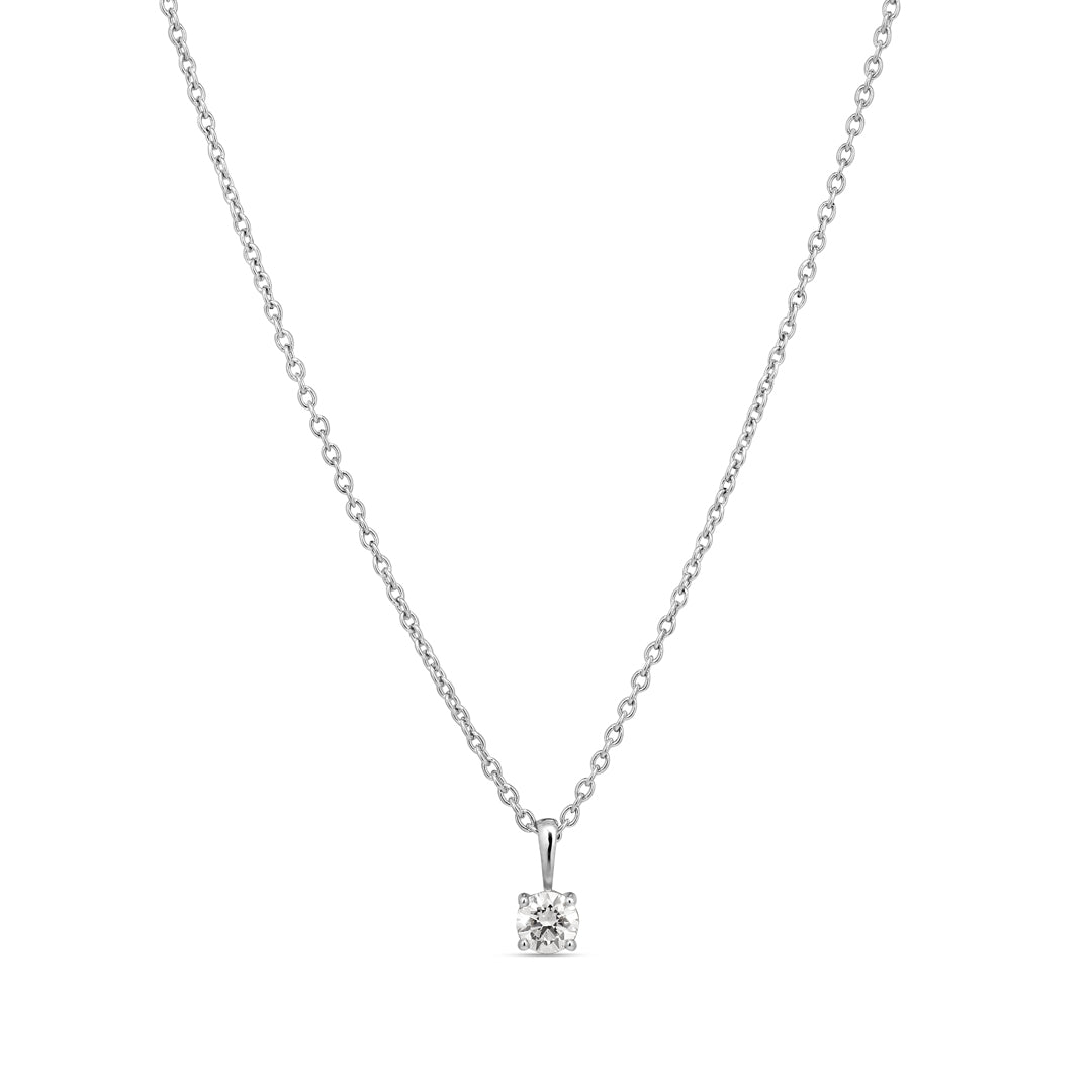 Solitaire halskæde i hvidguld med 0,25 ct.
