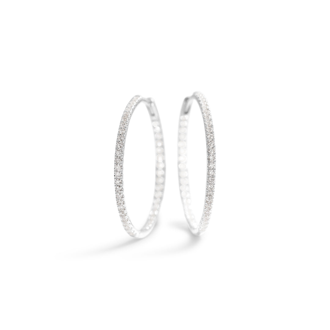 Hoops 25 mm i hvidguld - full - 0,01 ct.