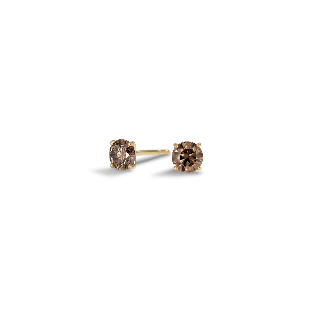 Solitaire ørestikker med 2x 0,48 ct. champagne