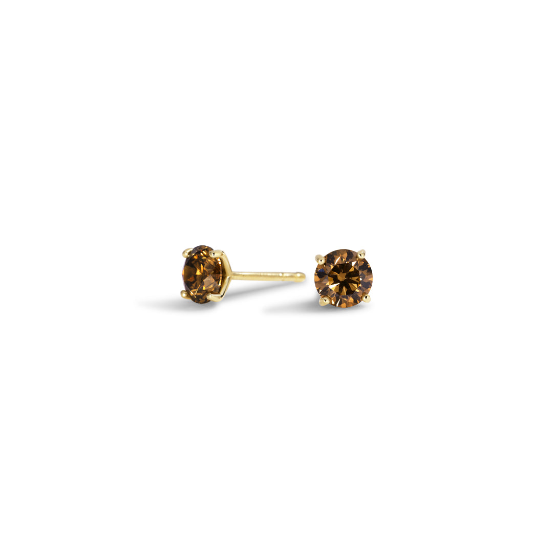 Solitaire ørestikker med 2x 0,73 ct. champagne