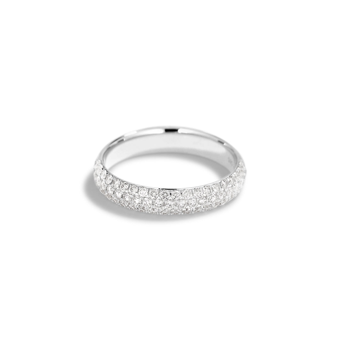 3-rækket micropavé ring i hvidguld med 0,61 ct.