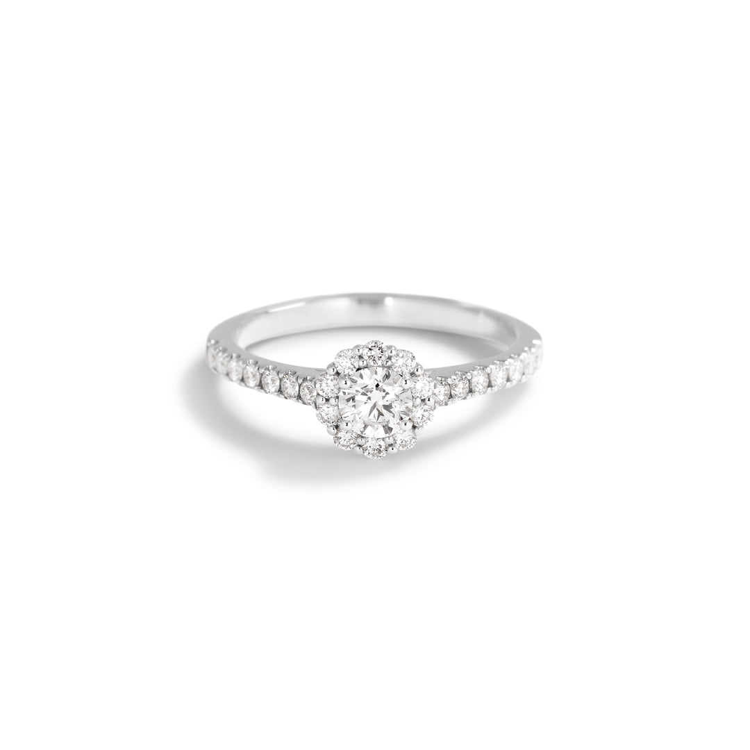 Flower haloring i hvidguld med 0,30 ct.