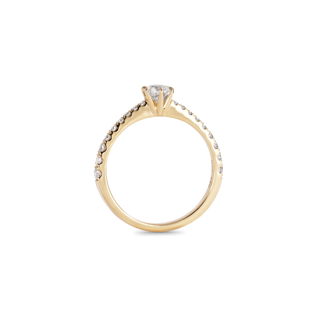 Solitairering med sidesten 0,30 ct.