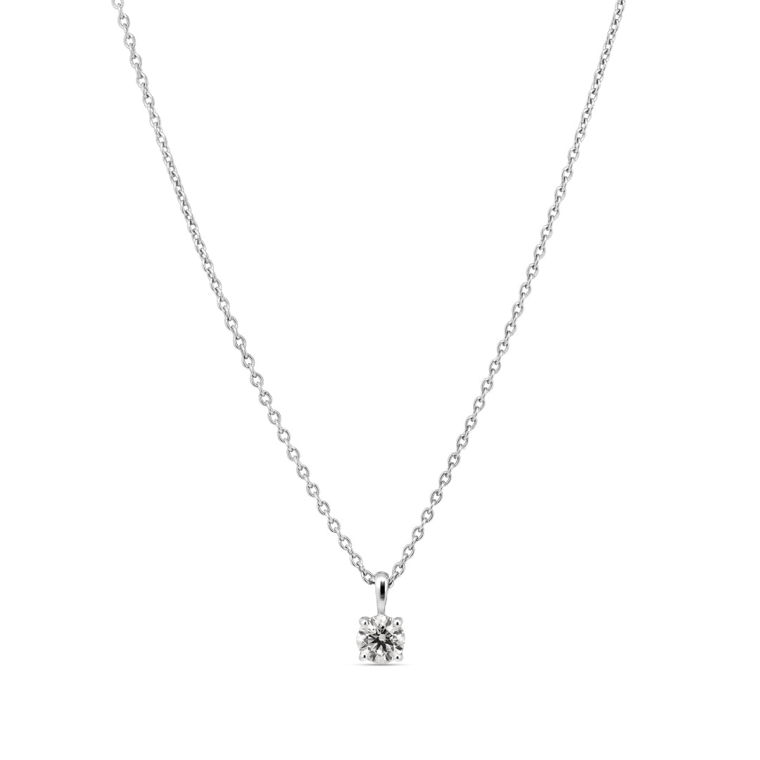 Solitaire halskæde i hvidguld med 0,35 ct.